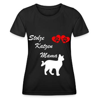 Katzen Mama Stolz - Frauen Funktions-T-Shirt - Schwarz - Vorne - AI Model Female 172 light (172cm)