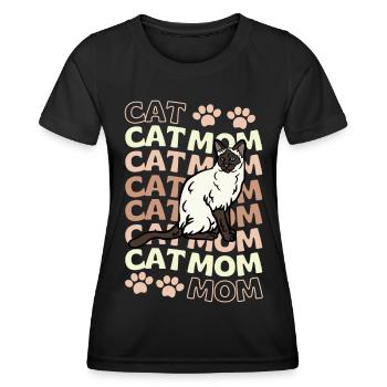 Süße Siam Katze Mama - Frauen Funktions-T-Shirt - Schwarz - Vorne - AI Model Female 172 light (172cm)