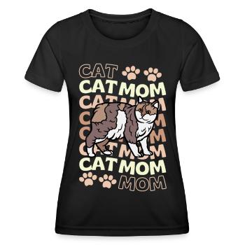 Cute Manx Cat Mom - Women's Functional T-Shirt - black - Front - AI Model Female 172 light (172cm)