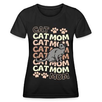 Süße Russisch Blau Katze Mama - Frauen Funktions-T-Shirt - Schwarz - Vorne - AI Model Female 172 light (172cm)