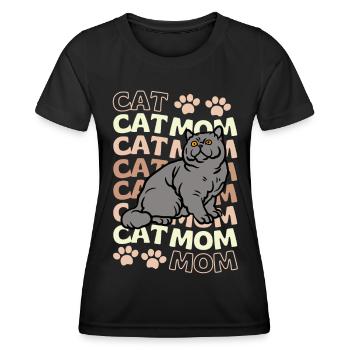 Süße Britisch Kurzhaarkatze Katze Mama - Frauen Funktions-T-Shirt - Schwarz - Vorne - AI Model Female 172 light (172cm)