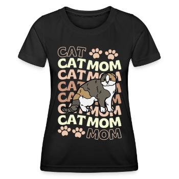 Cute Scottish Fold Cat Mama Scottish Folding Ear - Women's Functional T-Shirt - black - Front - AI Model Female 172 light (172cm)