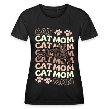 Cute European Shorthair Cat Mom - Women's Functional T-Shirt - black - Front - AI Model Female 172 light (172cm)