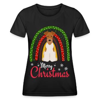Fox Terrier Christmas - Women's Functional T-Shirt - black - Front - AI Model Female 172 light (172cm)