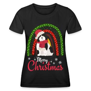 Bobtail Noël Chien de berger anglais - T-shirt sport Femme - noir - Devant - AI Model Female 172 light (172cm)