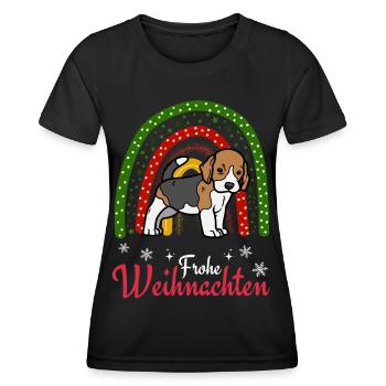 Weihnachten Süßer Beagle Kawaii - Frauen Funktions-T-Shirt - Schwarz - Vorne - AI Model Female 172 light (172cm)