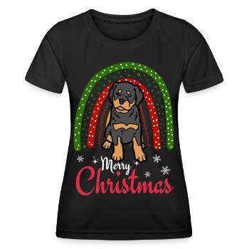 Christmas Sweet Rottweiler Lover Kawaii - Women's Functional T-Shirt - black - Front - AI Model Female 172 light (172cm)