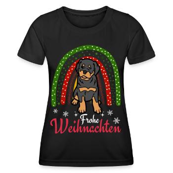 Weihnachten Süßer Rottweiler Liebhaber Kawaii - Frauen Funktions-T-Shirt - Schwarz - Vorne - AI Model Female 172 light (172cm)