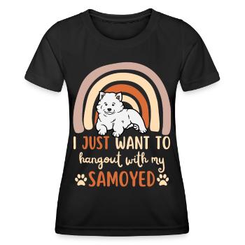 Sweet Samoyed puppy lover kawaii - Women's Functional T-Shirt - black - Front - AI Model Female 172 light (172cm)