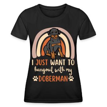 Süßer Dobermann Hund Kawaii - Frauen Funktions-T-Shirt - Schwarz - Vorne - AI Model Female 172 light (172cm)