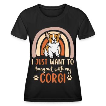 Sweet Welsh Corgi puppy lover kawaii - Women's Functional T-Shirt - black - Front - AI Model Female 172 light (172cm)