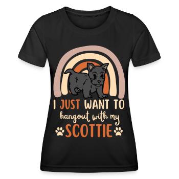 Süßer Scottish Terrier Welpe Liebhaber Kawaii - Frauen Funktions-T-Shirt - Schwarz - Vorne - AI Model Female 172 light (172cm)