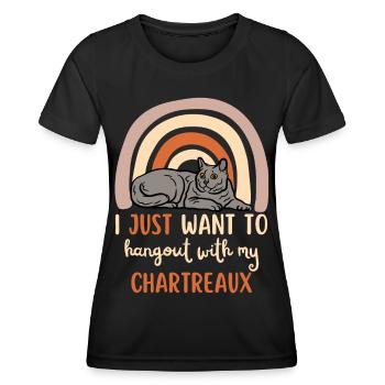 Cute Carthusian cat - Women's Functional T-Shirt - black - Front - AI Model Female 172 light (172cm)