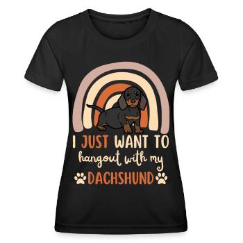 Cute Dachshund Puppy Kawaii - Women's Functional T-Shirt - black - Front - AI Model Female 172 light (172cm)