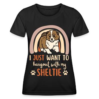 Cute Shetland Sheepdog Puppy Lover Kawaii - Women's Functional T-Shirt - black - Front - AI Model Female 172 light (172cm)