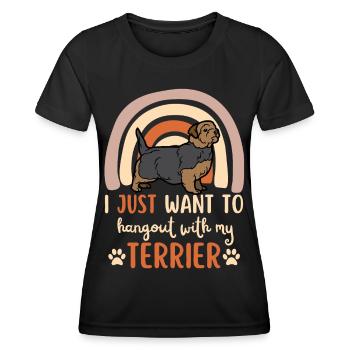 Süßer Norfolk Terrier Welpe Kawaii - Frauen Funktions-T-Shirt - Schwarz - Vorne - AI Model Female 172 light (172cm)