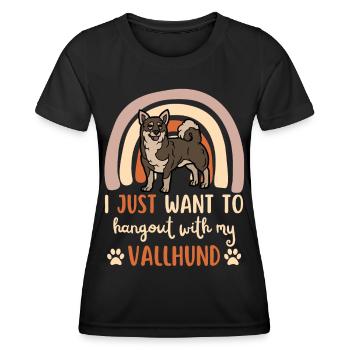 Doux suédois Vallhund Lover Kawaii - T-shirt sport Femme - noir - Devant - AI Model Female 172 light (172cm)