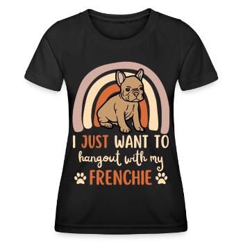 Süße Französische Bulldogge Liebhaber Kawaii - Frauen Funktions-T-Shirt - Schwarz - Vorne - AI Model Female 172 light (172cm)