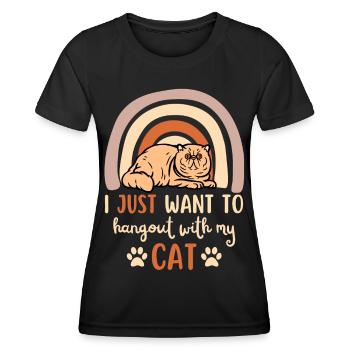 Süße Exotische Kurzhaarkatze Liebhaber kawaii - Frauen Funktions-T-Shirt - Schwarz - Vorne - AI Model Female 172 light (172cm)