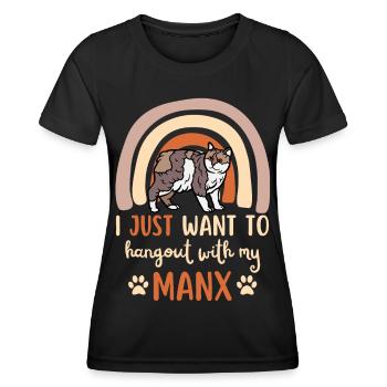 Chat Manx mignon - T-shirt sport Femme - noir - Devant - AI Model Female 172 light (172cm)