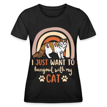 Süße American Curl Katze - Frauen Funktions-T-Shirt - Schwarz - Vorne - AI Model Female 172 light (172cm)