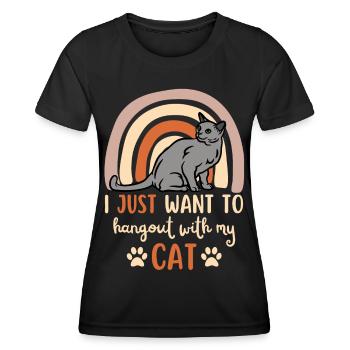 Mignon chat bleu russe - T-shirt sport Femme - noir - Devant - AI Model Female 172 light (172cm)