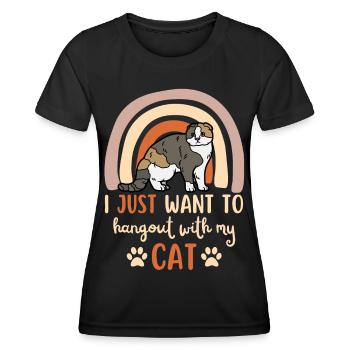 Cute Scottish Fold Cat Mama Scottish Folding Ear - Women's Functional T-Shirt - black - Front - AI Model Female 172 light (172cm)