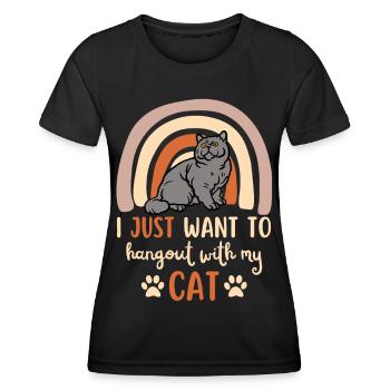 Mignon chat britannique à poil court - T-shirt sport Femme - noir - Devant - AI Model Female 172 light (172cm)