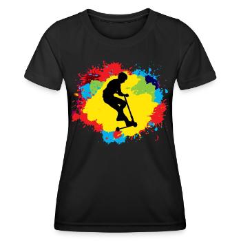 Stunt Scooter Freestyle Scootering Reiten bunt - Frauen Funktions-T-Shirt - Schwarz - Vorne - AI Model Female 172 light (172cm)