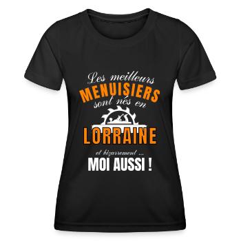 Cadeau Homme Menuisier Lorrain Anniversaire Noel - T-shirt sport Femme - noir - Devant - AI Model Female 172 light (172cm)