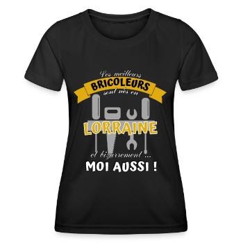 Cadeau Homme Bricoleur Lorrain Anniversaire Noel - T-shirt sport Femme - noir - Devant - AI Model Female 172 light (172cm)