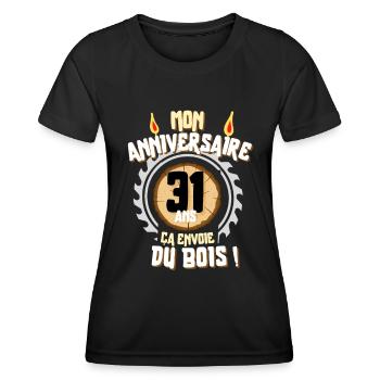 Cadeau anniversaire Homme menuisier 31 ans - T-shirt sport Femme - noir - Devant - AI Model Female 172 light (172cm)