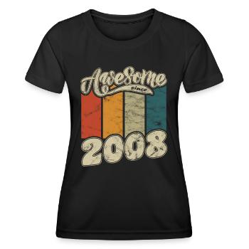 2008 Anniversaire génial depuis Retro - T-shirt sport Femme - noir - Devant - AI Model Female 172 light (172cm)