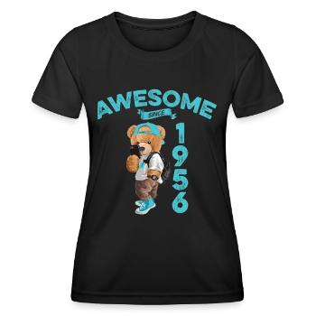 1956 Geburtstag Teddy Bär Awesome since - Frauen Funktions-T-Shirt - Schwarz - Vorne - AI Model Female 172 light (172cm)