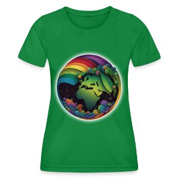 Die Welt ist bunt und divers, Regenbogen Lgbtq - Frauen Funktions-T-Shirt - Kelly Green - Vorne - AI Model Female 172 dark (172cm)
