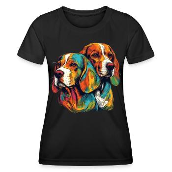 2 farbenfrohe Beagle - Frauen Funktions-T-Shirt - Schwarz - Vorne - AI Model Female 172 light (172cm)
