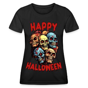 Happy Halloween Zombie Apokalypse - Frauen Funktions-T-Shirt - Schwarz - Vorne - AI Model Female 172 light (172cm)