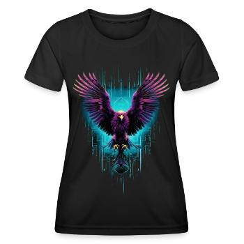 aigle, tête d’aigle, oiseau de proie, oiseau de proie, animal, néon - T-shirt sport Femme - noir - Devant - AI Model Female 172 light (172cm)
