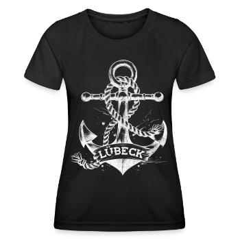 Ancre de Lübeck - T-shirt sport Femme - noir - Devant - AI Model Female 172 light (172cm)