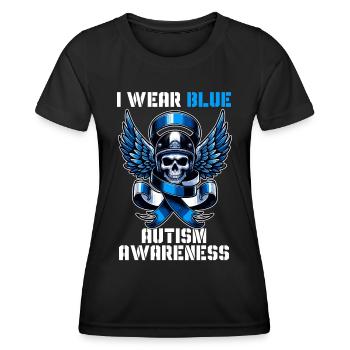 Biker wear blue for autism awareness - Frauen Funktions-T-Shirt - Schwarz - Vorne - AI Model Female 172 light (172cm)