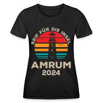 Amrum 2024 Recreational Trip Lighthouse Motif - Women's Functional T-Shirt - black - Front - AI Model Female 172 light (172cm)
