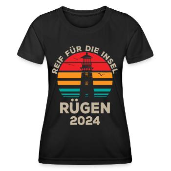 Rügen 2024 – Idyllische Insel Aussicht Design - Frauen Funktions-T-Shirt - Schwarz - Vorne - AI Model Female 172 light (172cm)