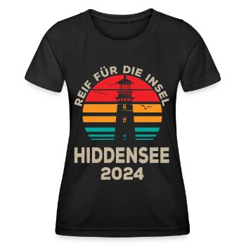 Hiddensee 2024 Holiday Anticipation Lighthouse Design - Women's Functional T-Shirt - black - Front - AI Model Female 172 light (172cm)