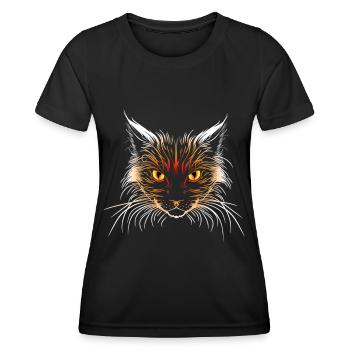 Katzenkopf orange - Frauen Funktions-T-Shirt - Schwarz - Vorne - AI Model Female 172 light (172cm)