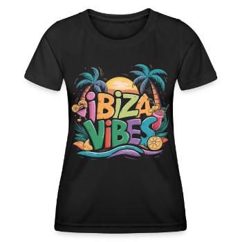 Ibiza Vibes Tropisches Paradies Sonnenuntergang - Frauen Funktions-T-Shirt - Schwarz - Vorne - AI Model Female 172 light (172cm)
