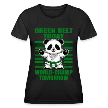Grüner Gürtel heute Weltmeister morgen. Judo Shirt - Frauen Funktions-T-Shirt - Schwarz - Vorne - AI Model Female 172 light (172cm)