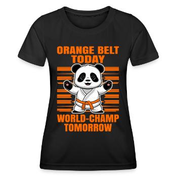 Gelber Gürtel heute Weltmeister morgen. Judo Shirt - Frauen Funktions-T-Shirt - Schwarz - Vorne - AI Model Female 172 light (172cm)