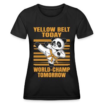Gelber Gürtel heute Weltmeister morgen Karate - Frauen Funktions-T-Shirt - Schwarz - Vorne - AI Model Female 172 light (172cm)
