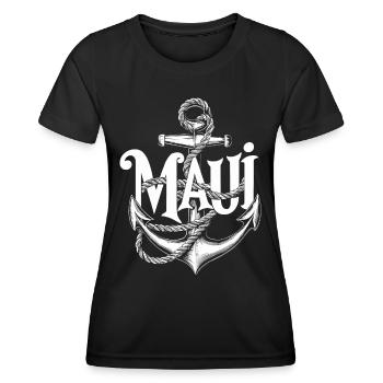 Maui Anker Design - Frauen Funktions-T-Shirt - Schwarz - Vorne - AI Model Female 172 light (172cm)