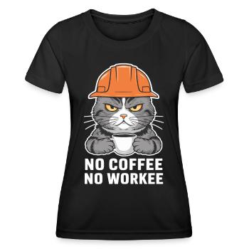 Pas de café pas de travail Conception de chat - T-shirt sport Femme - noir - Devant - AI Model Female 172 light (172cm)